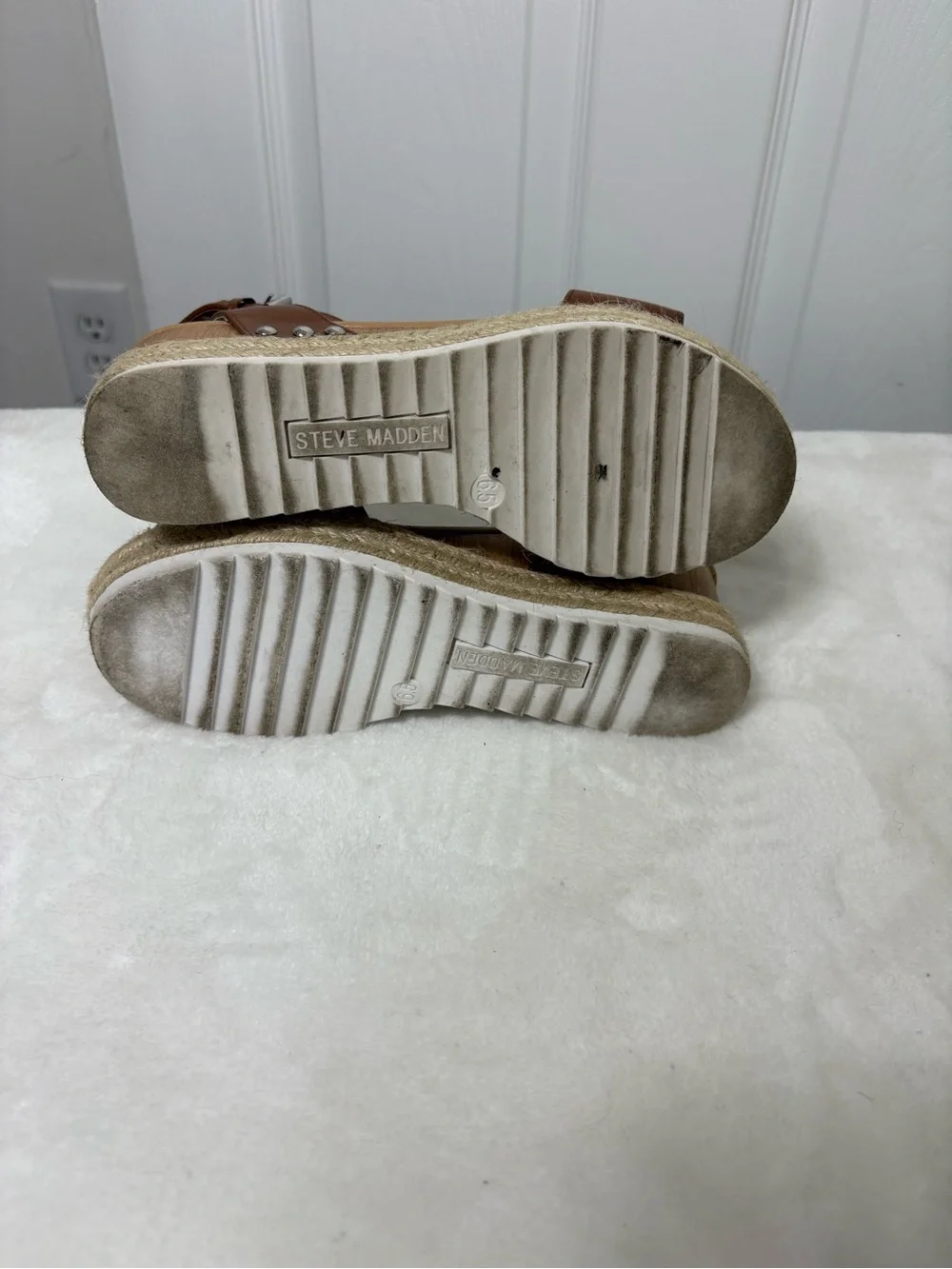 Steve Madden Brown Espadrille Ankle Strap Wedge Sandals